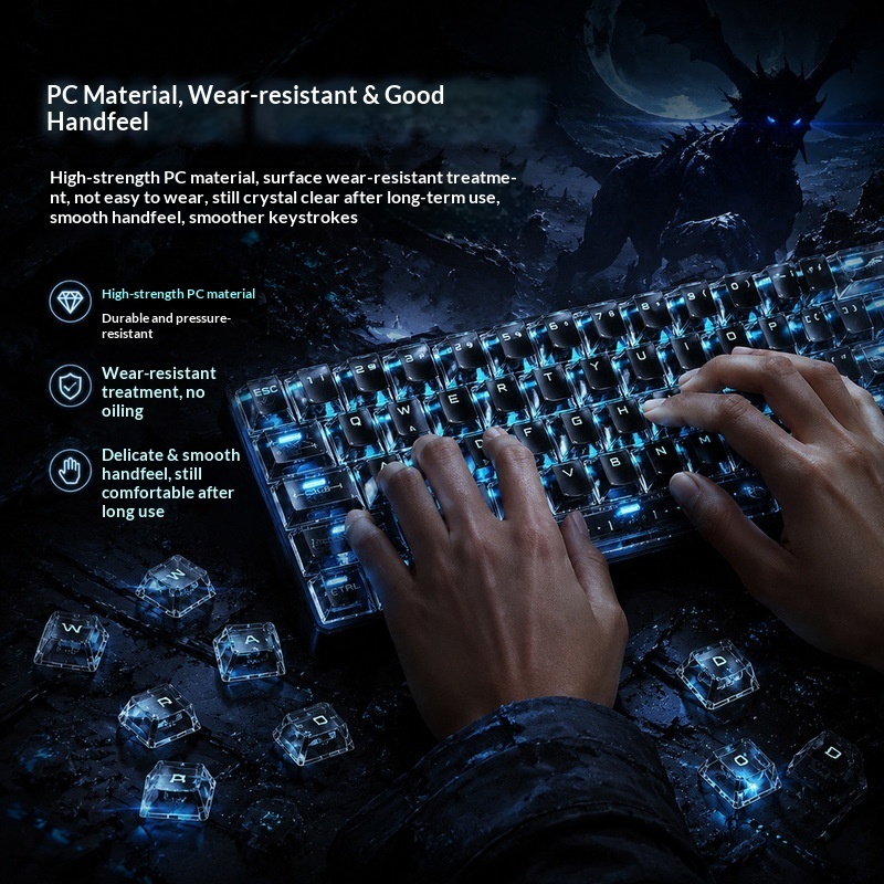 Keycaps Transparan dengan Lamp - Gaming Accessories White ulasan dan harga